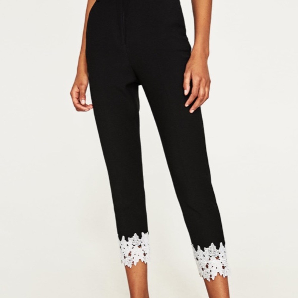SZ XS Zara lace trimmed Zara black NWT - Picture 3 of 9